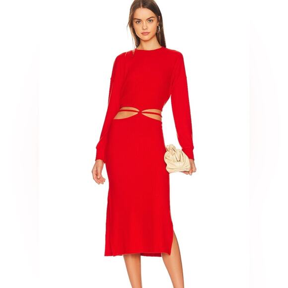 LNA Maaz sweater midi dress tomato red small new with tags - Picture 2 of 9